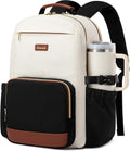 NO INCLUYE TERMO. Mochila para Laptop LOVEVOOK para Mujer | Bolsillo para Vaso de Gran Capacidad | Para Laptop de 18 Pulgadas | Impermeable | Beige-Negro-Café
