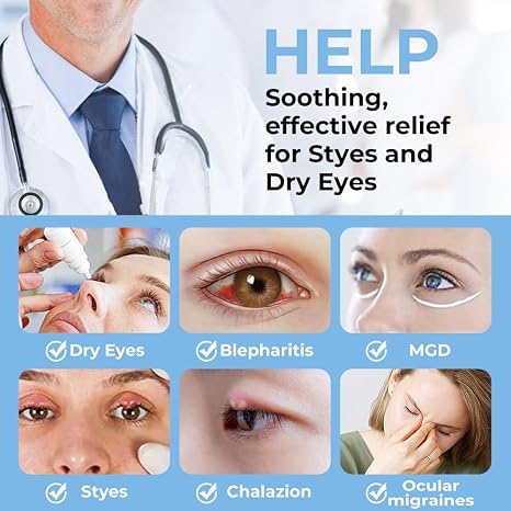 Aroma Season Máscara de Ojos Calentada para Ojos Secos, Compresa de Ojos Caliente con Linaza para MGD, Síndrome de Ojo Seco, Chalazión, Blefaritis, Orzuelo, Tratamiento de Ojos, Vapor Húmedo