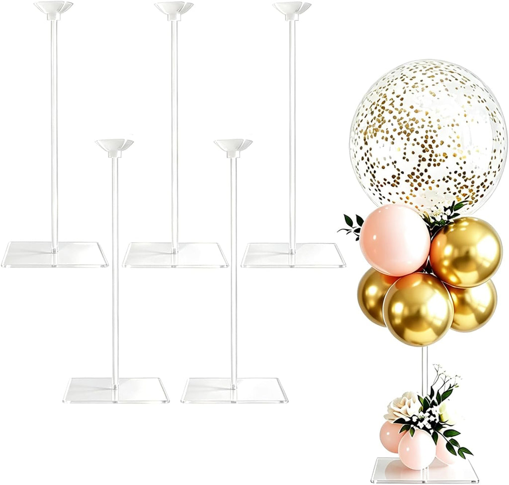 Kit de soportes para globos de acrílico reutilizables lightsfever: expositor de mesa resistente con varillas y base, soportes para globos para centros de mesa, decoración de mesas para fiestas (paquete de 6 de 40 cm).