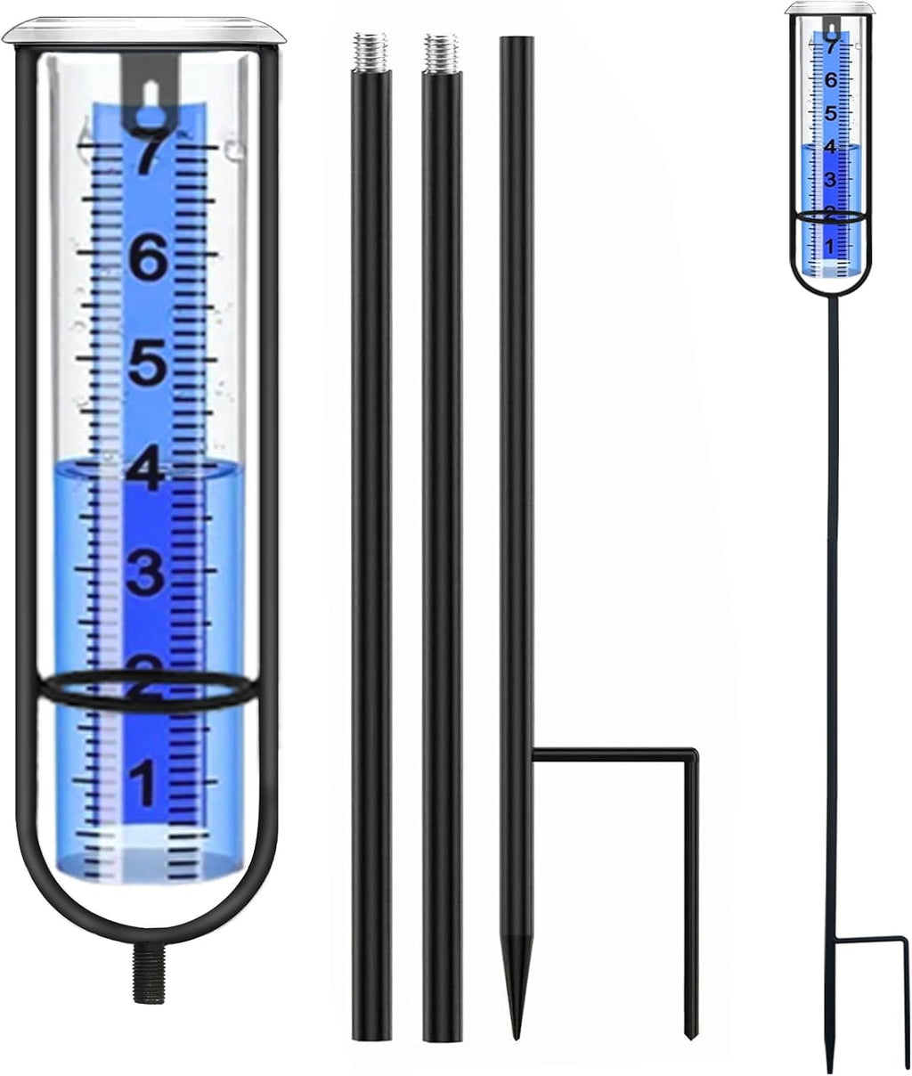 Pluviómetro DLUCKY para exteriores, 98 cm (38,8 pulgadas), resistente a las heladas, con estaca, pluviómetro reforzado con números grandes y claros, herramienta para medir la lluvia en el jardín, patio y terraza.