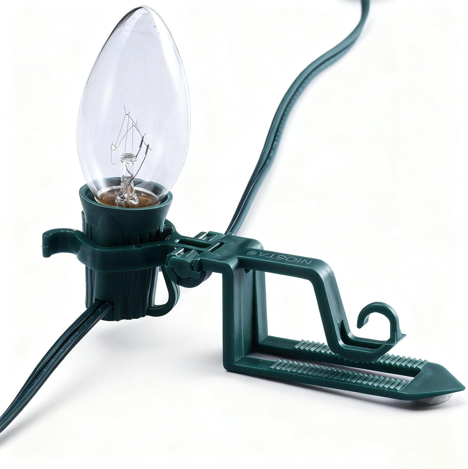 NIOSTA C7 C9 Outdoor Christmas Lights Clips,Adjustable Quick Clips for Shingle,Gutter,Roof,Fence,C7 Green,100 Pack