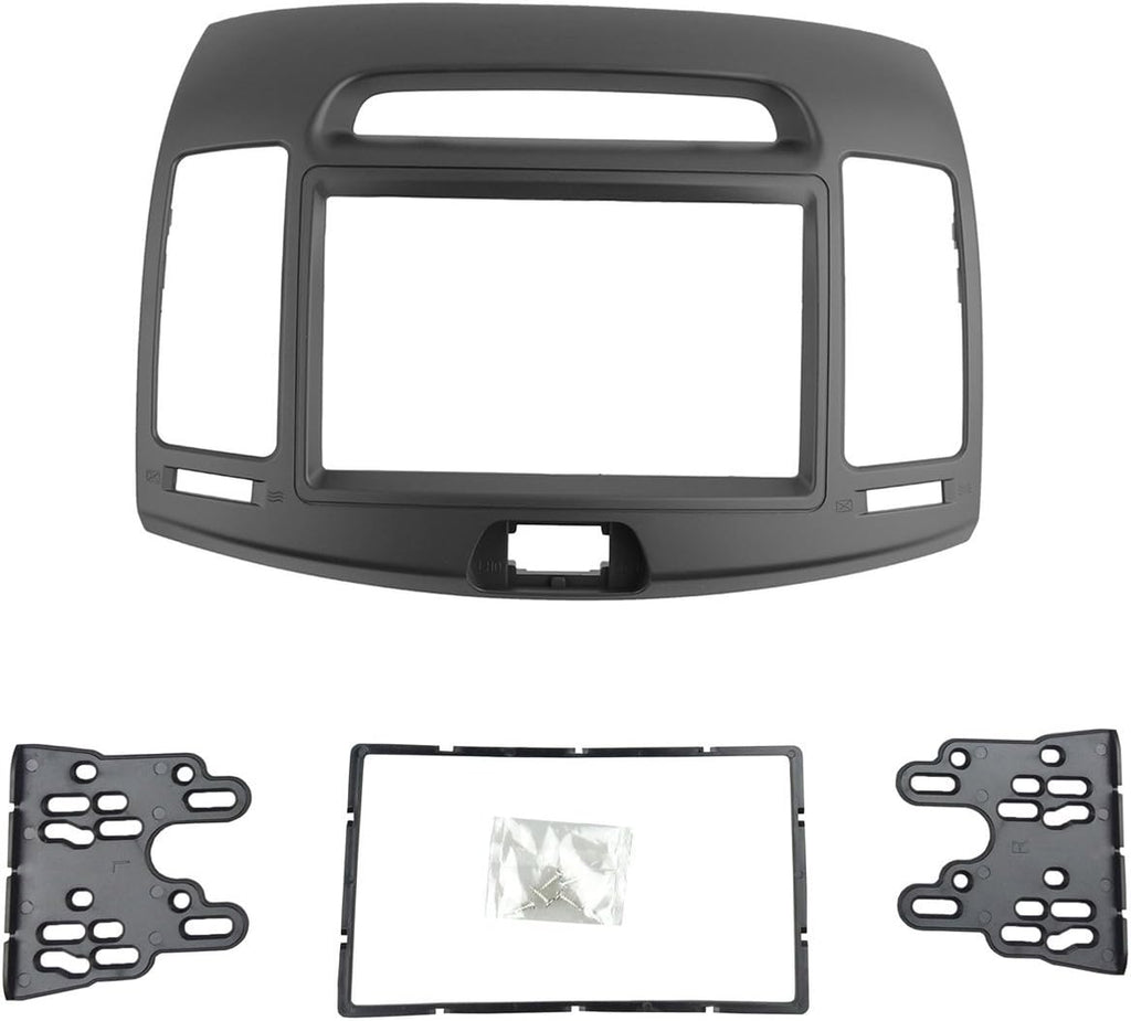 DKMUS Car Stereo Dash Radio Fascia Kit for 2006-2010 Hyundai Elantra (HD), Avante (HD) 2006-2010 Installation Trim Panel Frame Double Din (Grey)