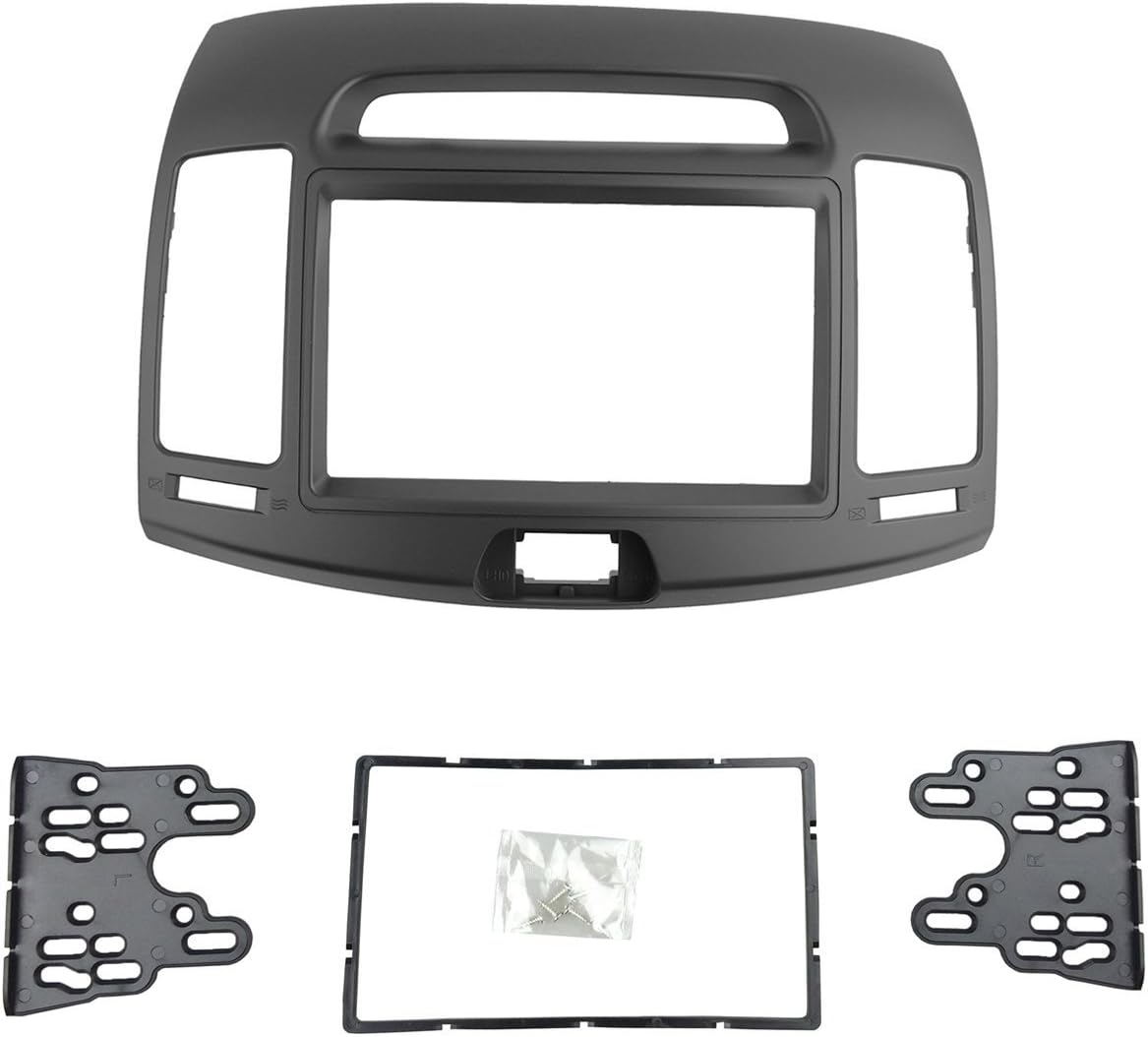 DKMUS Car Stereo Dash Radio Fascia Kit for 2006-2010 Hyundai Elantra (HD), Avante (HD) 2006-2010 Installation Trim Panel Frame Double Din (Grey)