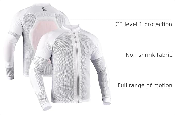 J.A.G. Camisa de malla para motocicleta para hombre con armaduras acolchadas protectoras con certificación CE | Camisa de motociclista para todas las estaciones