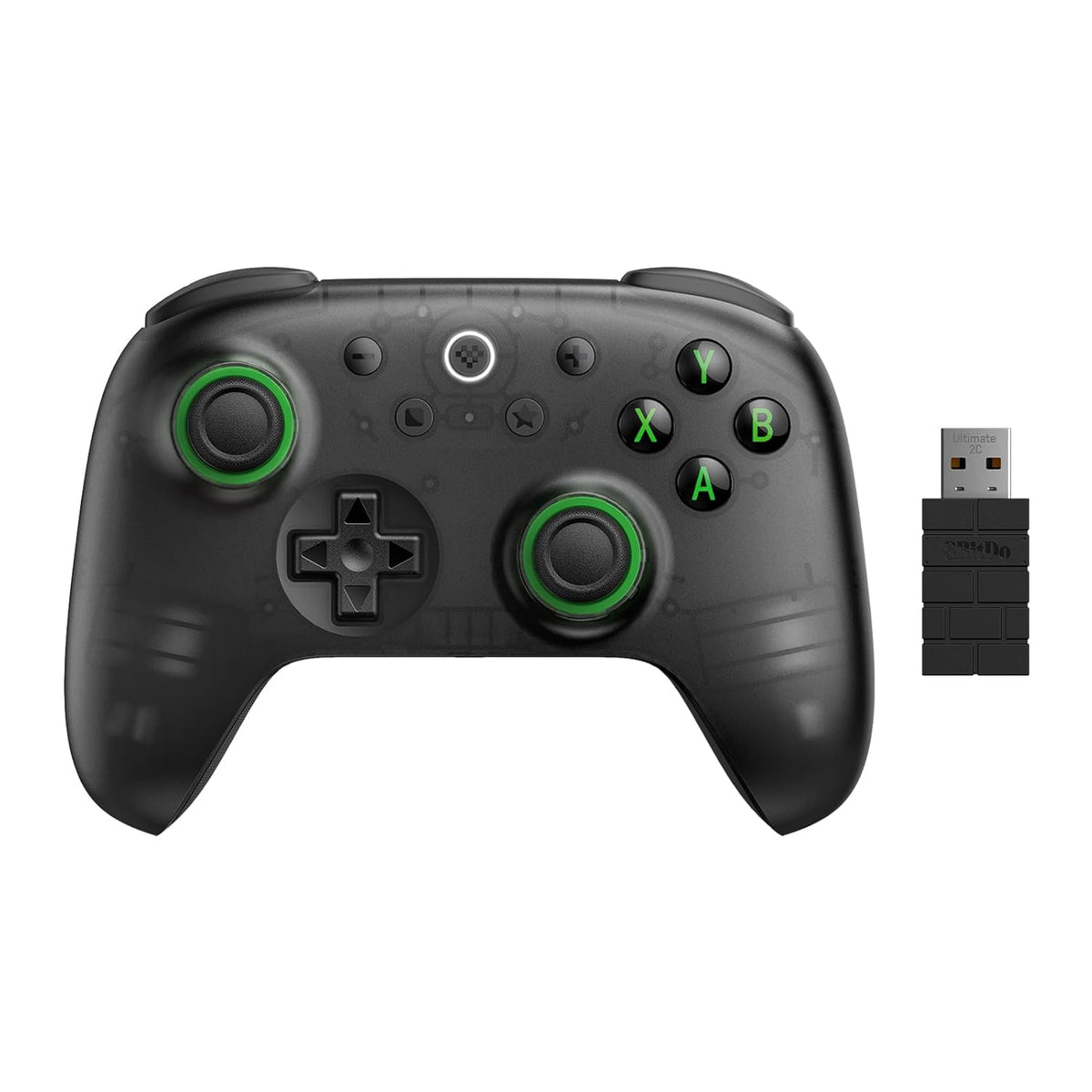 Control Inalámbrico 8BitDo Ultimate 2C para PC Windows y Android | 1000 Hz de Polling, Joysticks y Gatillos Hall Effect, Bumpers L4/R4 Reasignables | Negro Transparente