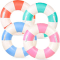 FYSUIMU 4 flotadores inflables para piscina con asa, 4 colores, anillos de natación a rayas clásicas, tubos de piscina para adolescentes, verano, playa, despedida de soltera, 30 x 14 pulgadas
