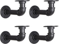 YCCO Brackets Estante Tubo L Industrial Profundidad Madera 17.78-35.56cm, Hierro Reforzado Pesado 1.91cm, Montaje Pared Estante Flotante Bracket L Tubo Metal Estantería Madera Negro DIY 17.02x7.87cm 4 Pack