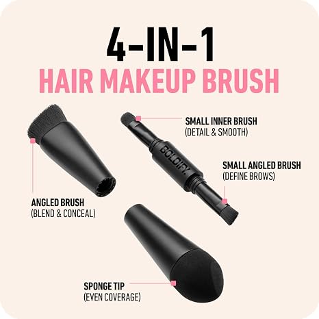 BOLDIFY Cepillo de polvo de cuatro puntas para línea del cabello - Juego de brochas de maquillaje para cabello de precisión con punta de esponja para una mezcla perfecta - Ideal como corrector