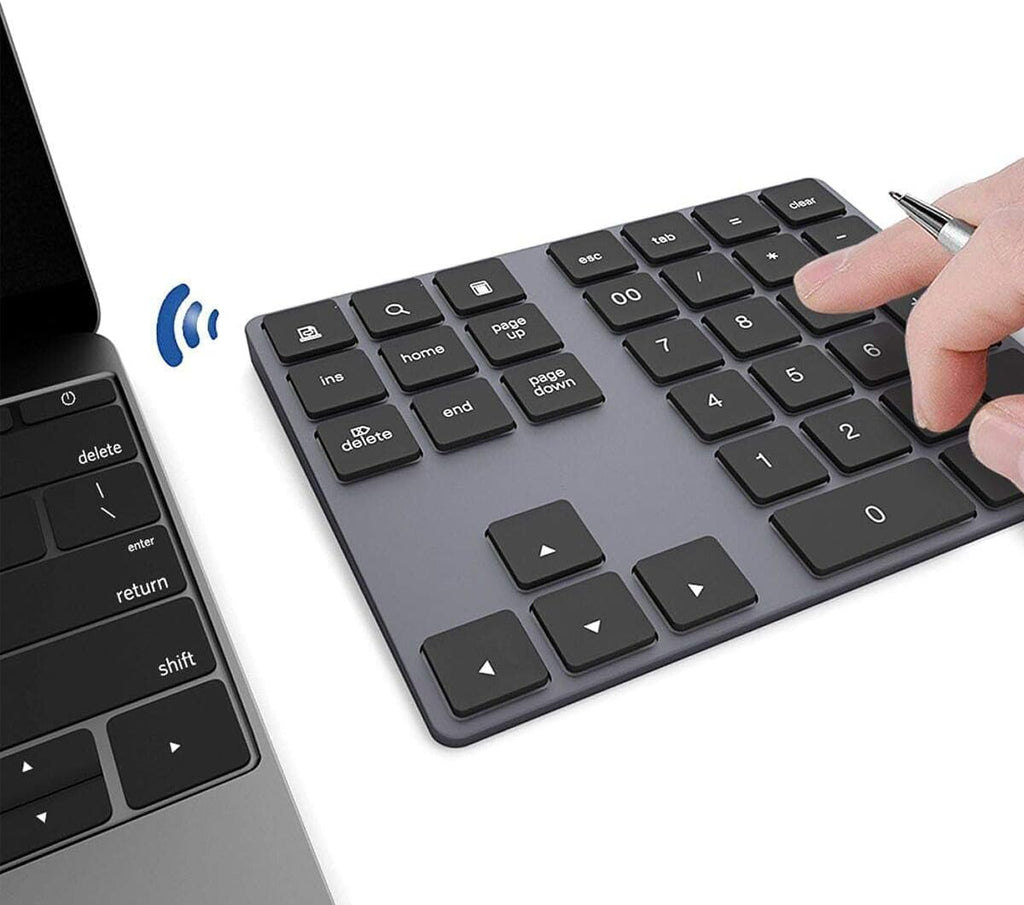 Teclado numérico Bluetooth JOYEKY, teclado numérico inalámbrico, teclado numérico externo recargable USB-C de 34 teclas, teclado para entrada de datos financieros para iMac, MacBook Air/Pro, PC de escritorio, portátil.