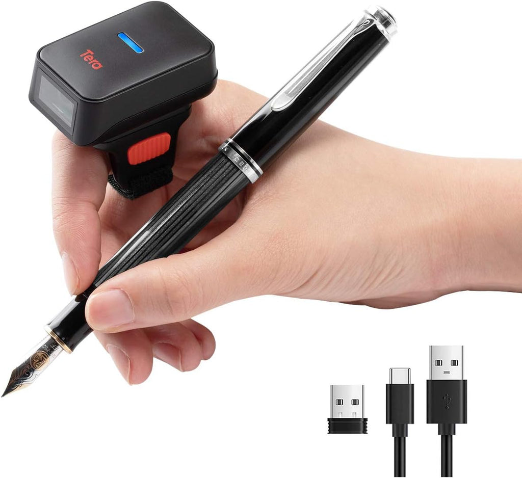 Escáner de código de barras inalámbrico Tera Pro Extreme Performance 1D 2D QR con Bluetooth, velocidad de escaneo extra rápida, mini lector de código de barras portátil de ultra alta resolución, modelo HW0010