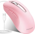 Ratón con cable memzuoix, ratón USB para ordenador, 1400 DPI, ratón óptico móvil, diseño ergonómico, con cable de 1,5 m para portátil, PC, ordenador de sobremesa, MacBook, 5 botones (rosa).