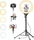 UBeesize Aro de Luz LED 12'' con Tripode de 62'' | Selfie Ring Light para Video, Streaming, TikTok y YouTube (Negro)