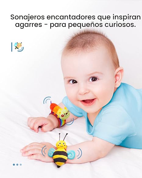 Infinno Calcetines con sonajero de muñeca y juego de calcetines con buscador de pies para bebé, juguetes perfectos para recién nacidos de 0 a 12 meses, para niñas y niños como regalos de baby shower