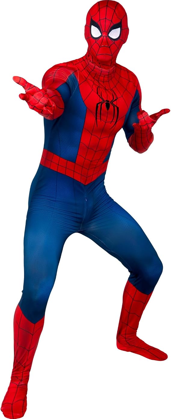 Marvel Spider-Man - Disfraz oficial de Halloween Zentai para adultos, elastano elástico bidireccional con cremalleras invisibles