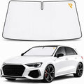 Parasol RevLux para parabrisas de coche | Mantiene el coche más fresco en calor extremo, bloquea el 99% de los rayos UV y protege el salpicadero de grietas | Tejido refrigerante Ice-Core | Parasol plegable para sedán, SUV y camioneta (51"x31")