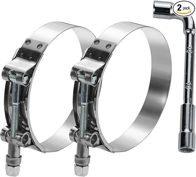 Paquete de 2 abrazaderas de manguera con pernos en T, abrazaderas de tubo Turbo Intercooler de acero inoxidable resistentes para radiador de admisión de camiones diésel