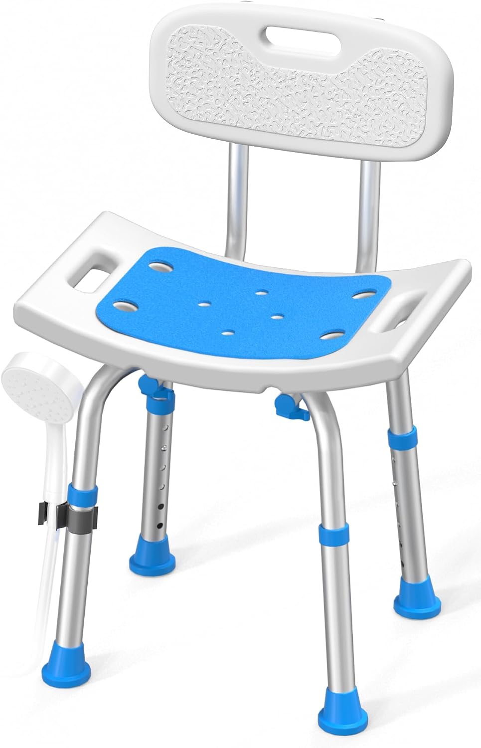 Silla de ducha HOMLAND para ducha interior con respaldo extraíble, asiento de baño resistente de 181 kg (400 lbs) para bañera, taburete de baño de seguridad para personas mayores y discapacitadas.