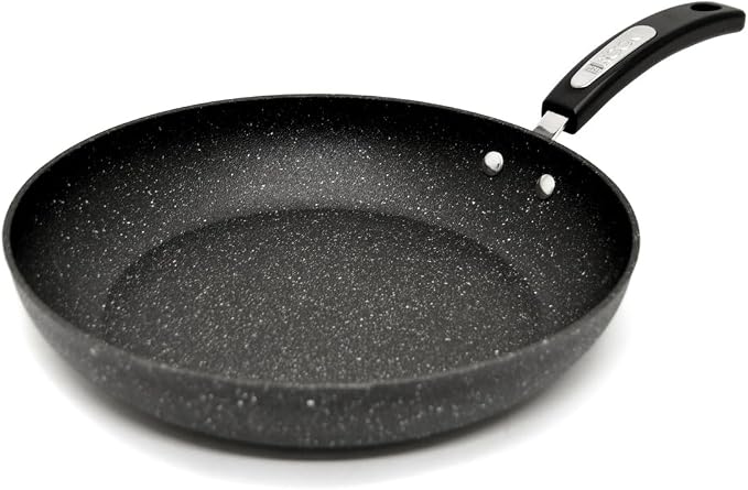 Starfrit The Rock - Sartén antiadherente de 28 cm (11") - Aluminio forjado duradero - Apto para horno - Libre de PFOA - Fácil de limpiar - Negro