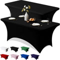 Mantel Elástico de Spandex Trlyc Pack de 2, 183 x 76.2 cm, Mantel Rectangular Elástico Resistente Arrugas, Cubierta Mesa para Boda, Fiesta, Banquete, Picnic, Decoración Exterior (Negro)