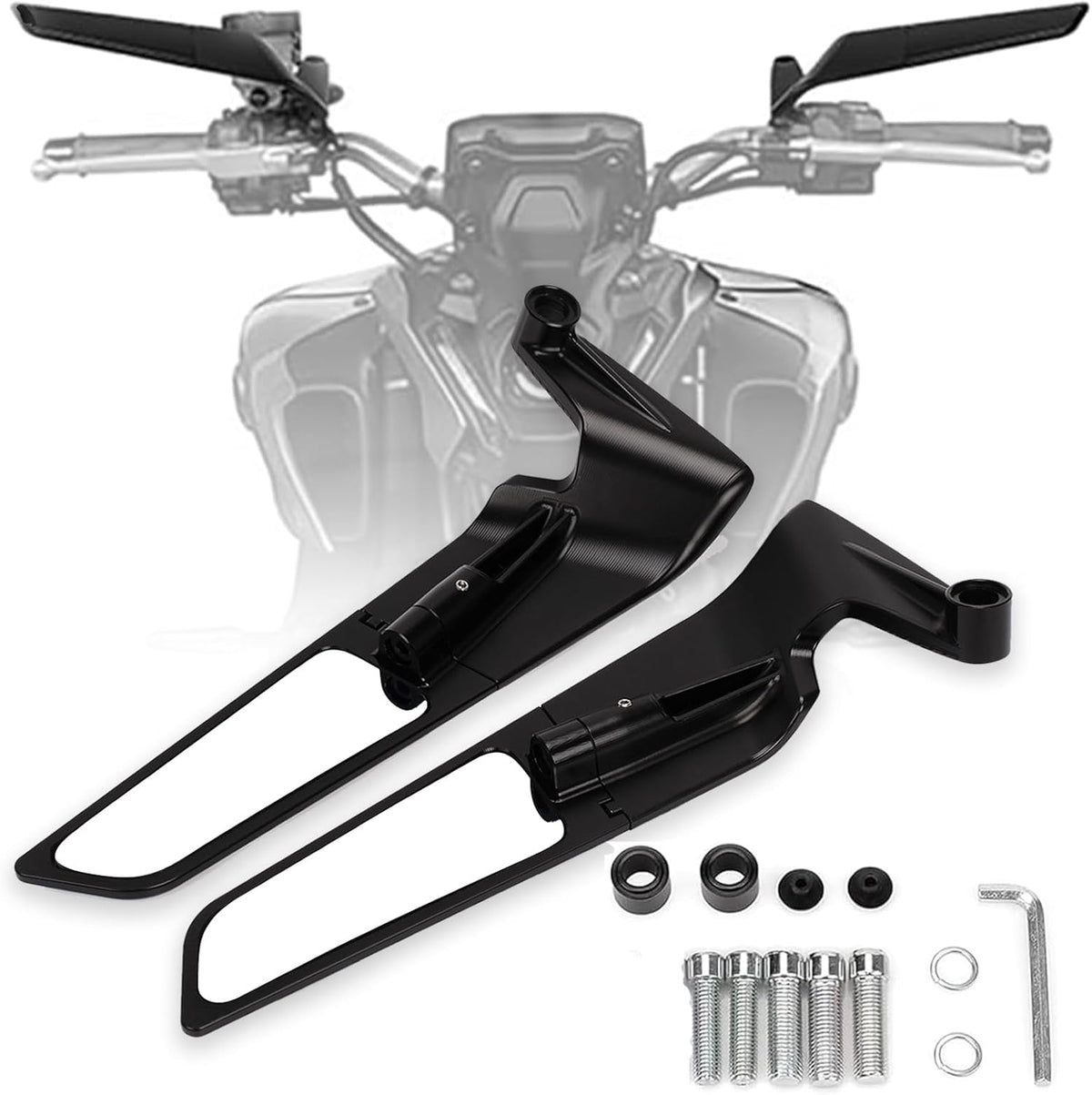 XINGWU Espejos para Motocicleta | Ajustables y Rotatorios | Retrovisor Tipo Ala Sigiloso | Para Kawasaki Z400 Z650 Z900, KTM 1290 Super Duke R, 390 Duke y Street Bike | Normal