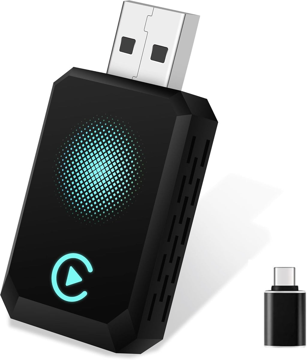 Adaptador inalámbrico CAENEEDER para CarPlay, convierte CarPlay con cable en inalámbrico, compatible con CarPlay, Plug and Play, USB tipo C/USB, apto para más de 800 vehículos (azul).