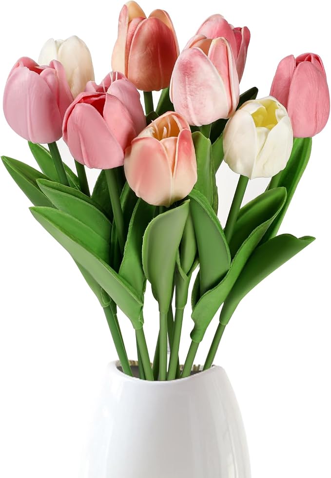 Tulipanes artificiales flores artificiales que parecen reales para la decoración de tulipanes falsos