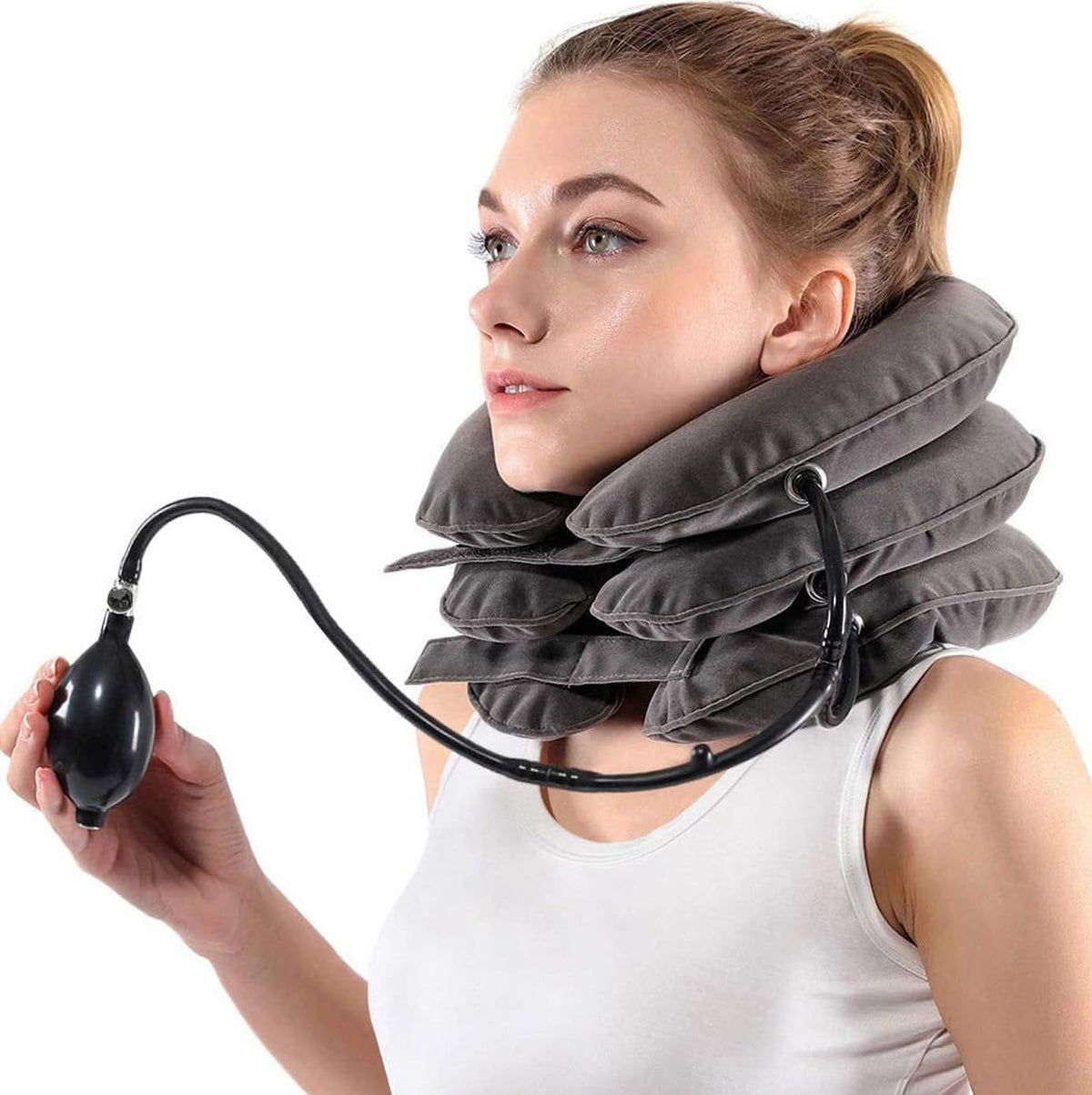 USADO-Dispositivo de Traccion Cervical S | Estirador de Cuello Inflable y Ajustable Alivio del Dolor Soporte Cervical para Casa