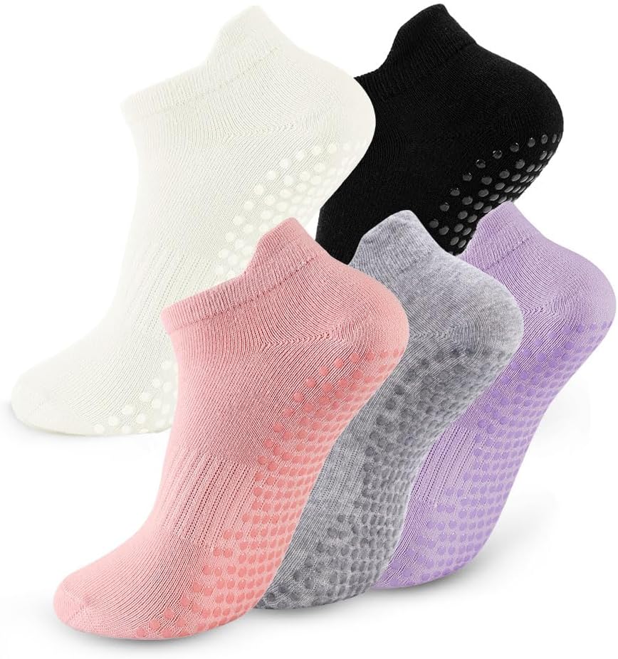 Calcetines de Pilates con Agarre Kepiibi para Mujer – Set de 5 Pares Antideslizantes