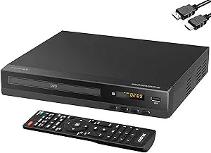 FlexaPlay Reproductor DVD HDMI Sin Región para TV – Upscaling 1080p, Puerto USB, Reproduce DVD/CD/MP3, Diseño Mini Compacto, Incluye Cables y Control Remoto