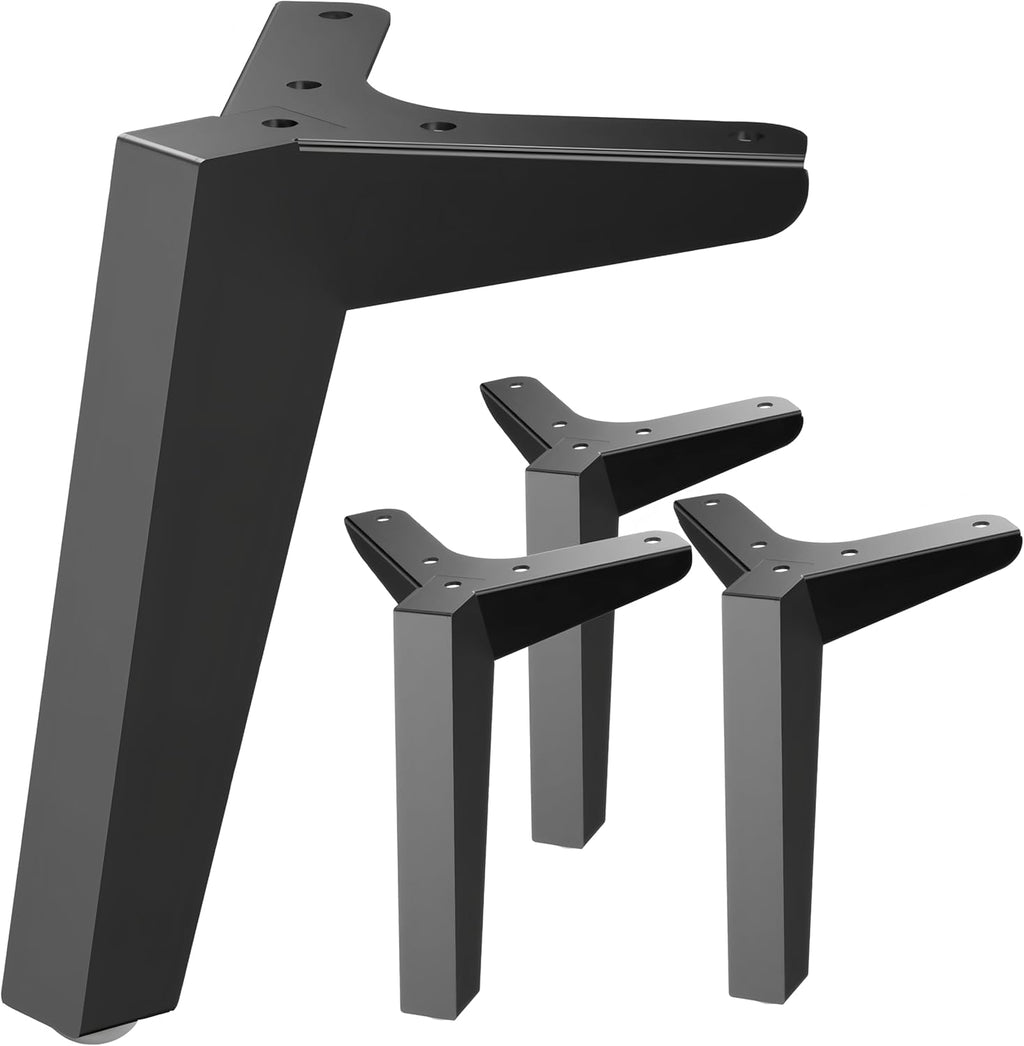 Patas de Mesa de Metal Luffioner Patas de Banco de Servicio Pesado Tubo Cuadrado Patas de Escritorio Muebles para Mesa de Café Comedor Auxiliar (Triángulo, 15.24cm)