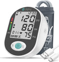 Monitor de presión arterial, tensiómetro con brazalete grande para el brazo de 8,7 a 17,3 pulgadas, pantalla grande, 198 memorias para 2 usuarios (blanco y negro).