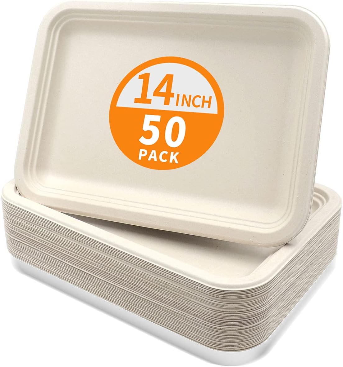 Bandejas Desechables Celel Pack 50 – 35.5 cm (14"), Sin PFAS, Para Cangrejos de Río, Mariscos, Barbacoa, Postres y Fiestas