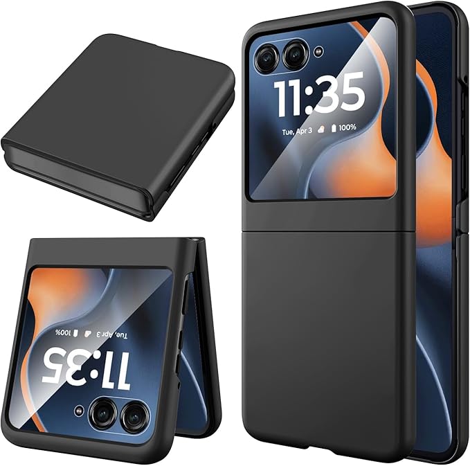 Funda Miimall para Motorola Razr 60 (2025), [Protector de pantalla externo] Resistente militar, a prueba de golpes, antiarañazos, antipolvo, elegante y delgada, color negro.