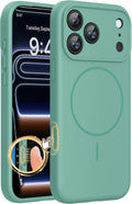 Miracase Funda Magnetica para iPhone 17 Pro Max | Compatible con MagSafe | Cubierta de Silicona Integrada para Control de Camara | 3.0mm Antigolpes | Verde Medianoche