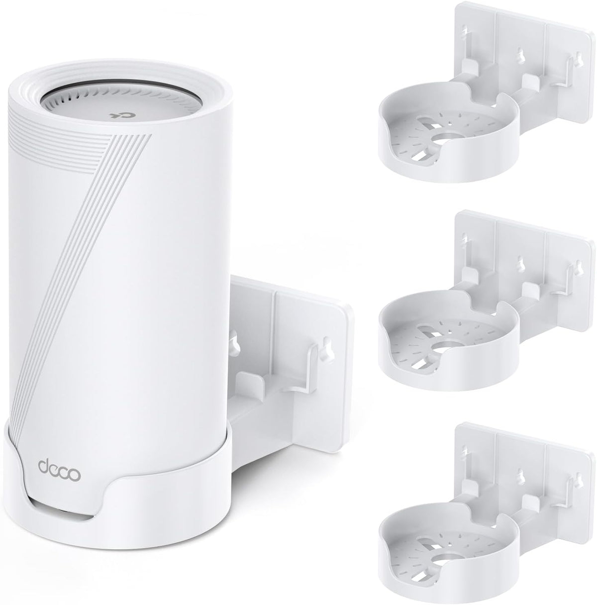 Kit de Montaje en Pared para TP-Link Deco BE75/BE85/BE95 WiFi 7 | Soporte que Ahorra Espacio con Guardado de Cable y Adaptador | Blanco | 3 Piezas