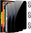 Milomdoi 3 Piezas Protector de Pantalla de Privacidad para iPhone 17 | Vidrio Templado Antiespia | con Protector de Lente de Camara y Marco de Instalacion | Negro
