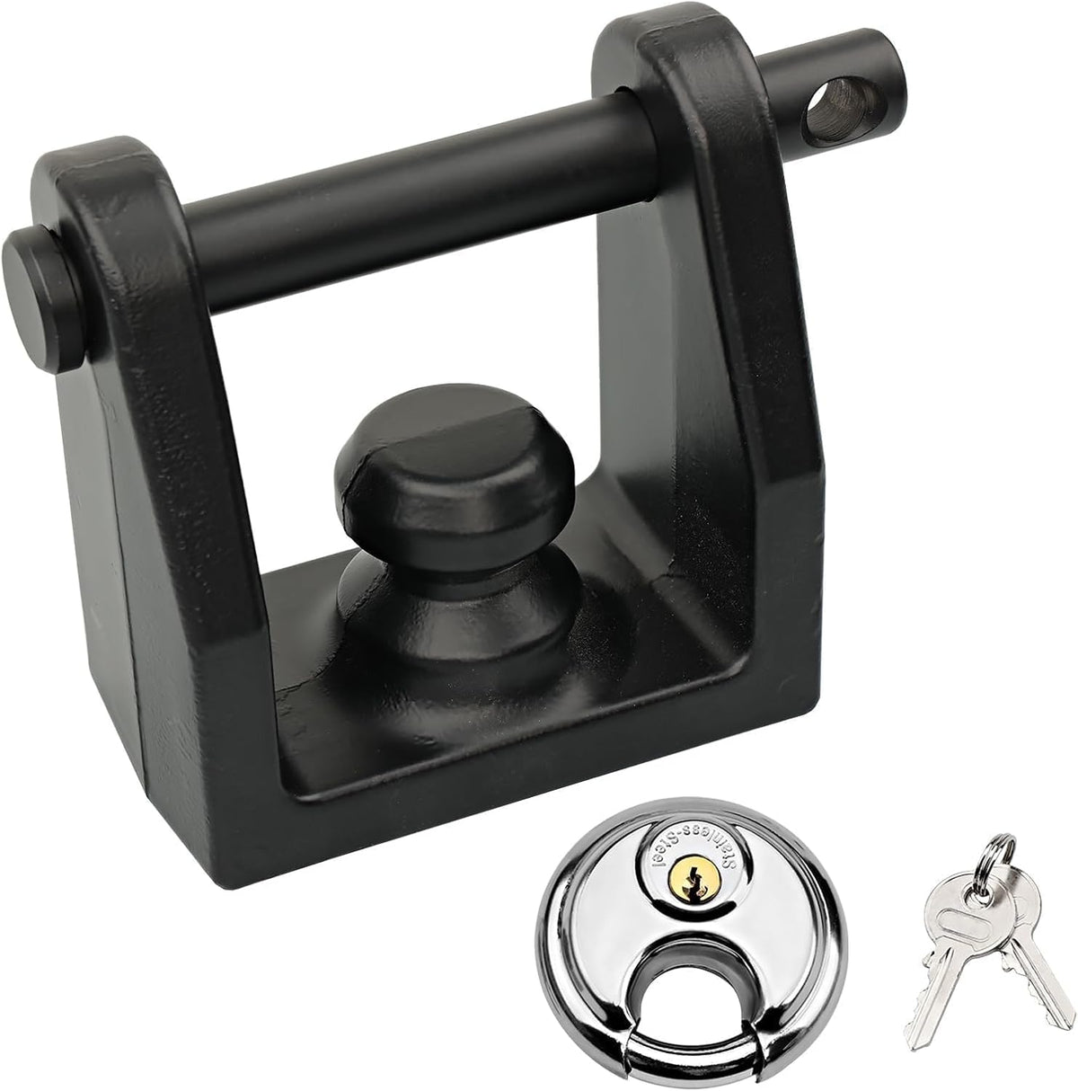 Candado para enganche HQPASFY TL-20 compatible con acopladores tipo Bulldog, candado para enganche con llave, candado de alta resistencia para enganche de remolque con pasador para acopladores tipo Bulldog - Negro