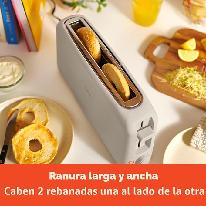 Tostadora Delgada BELLA 2 Rebanadas – 6 Niveles de Tostado, Ranura Extra Ancha (Quebradura en la Base, No Afecta Funcionamiento)
