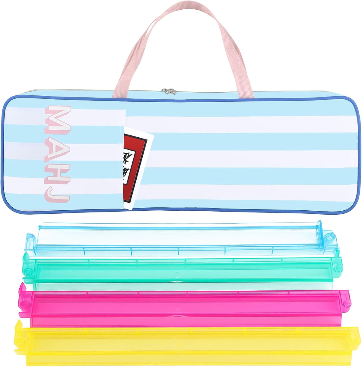 Bolsa de almacenamiento para estante de mahjong Aliceset de 21 x 6.5 x 2 pulgadas. Regalos de mahjong para mujeres. Bolsas para fichas de mahjong con cremallera para fichas y empujadores. Bolsas de almacenamiento para estante. Regalos y accesorios (solo