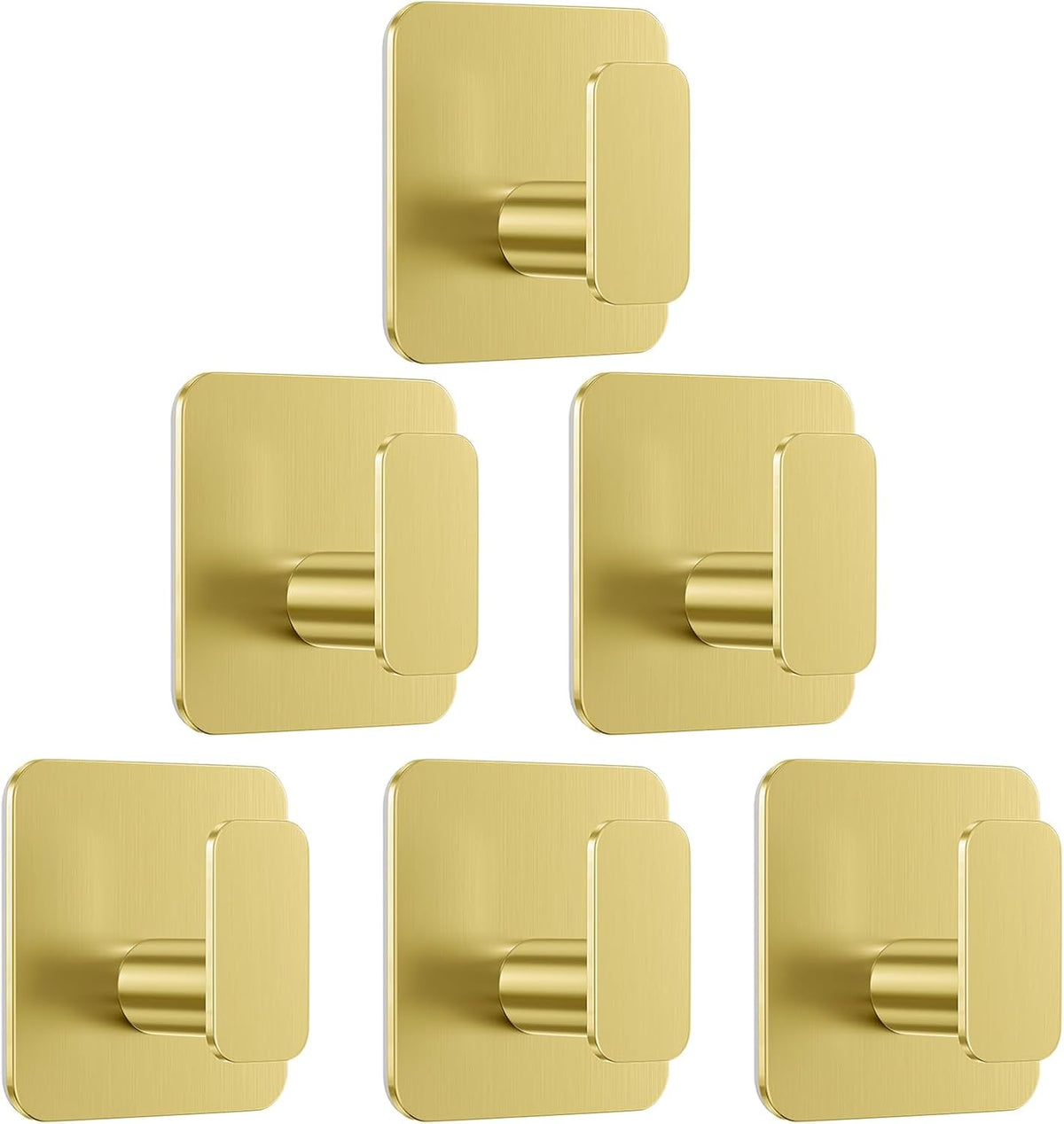 Aikzik Ganchos Dorados Adhesivos de Alta Resistencia 6 Piezas | Impermeables para Bano, Cocina y Toallas | Acero Inoxidable Sin Danar Paredes