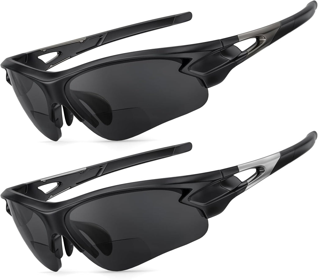 Gafas de sol bifocales SKYOLUY atractivas para hombre, diseño envolvente semi al aire libre de TR90 duradero, protección UV400 para visión cercana y lejana, ideales para deportes al aire libre, conducción y acabados. +1.5
