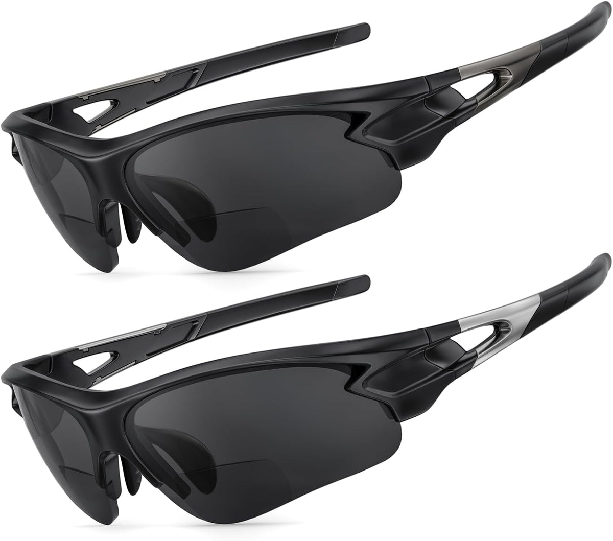 Gafas de sol bifocales SKYOLUY atractivas para hombre, diseño envolvente semi al aire libre de TR90 duradero, protección UV400 para visión cercana y lejana, ideales para deportes al aire libre, conducción y acabados. +1.5