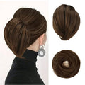 BARSDAR Extensiones de Moño de Cabello Liso - Extensiones de Moño de Coleta de Cabello Liso Corto Totalmente Sintético para Mujeres - Coleteros de Moño de Cabello Desordenado Elástico Diarios