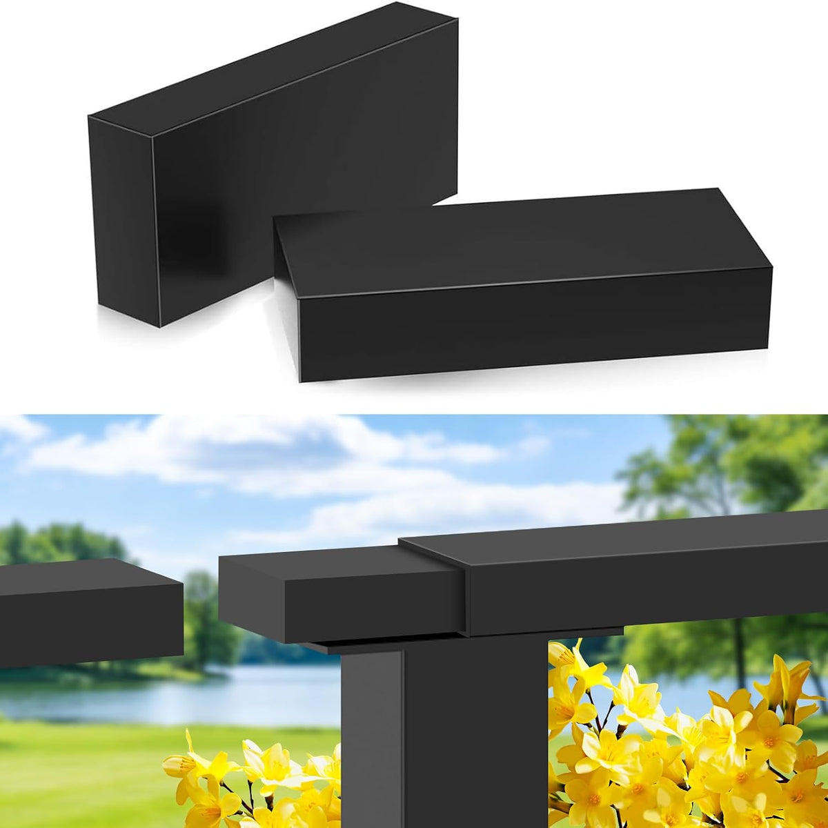 Conector de extensión Zylorix de 120 mm (paquete de 2) para pasamanos rectangular de acero inoxidable negro de 2" de ancho x 1" de alto, accesorios de pasamanos planos de POM de alta resistencia para barandillas de cable, color