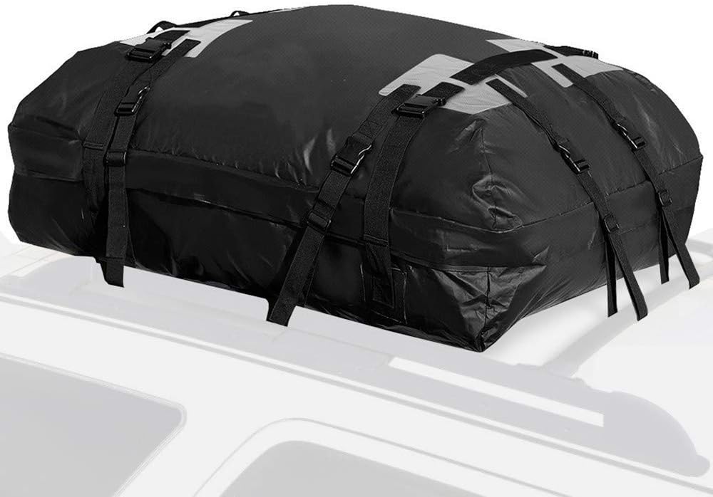 TRAE LINGAS PARA AMARRAR-Bolsa para techo de automóvil, 425 litros de espacio adicional para cualquier vehículo con rieles o vigas de techo - Material de lona súper impermeable y transporte de equipaje