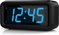 KWANWA Reloj Despertador, Reloj Digital, Pantalla Constantemente de Dígitos LED Azules de 1.2'', Funciona con Baterías, Repetición, Reloj de Pared Pequeño, Reloj de Escritorio, Reloj para Dormitorio