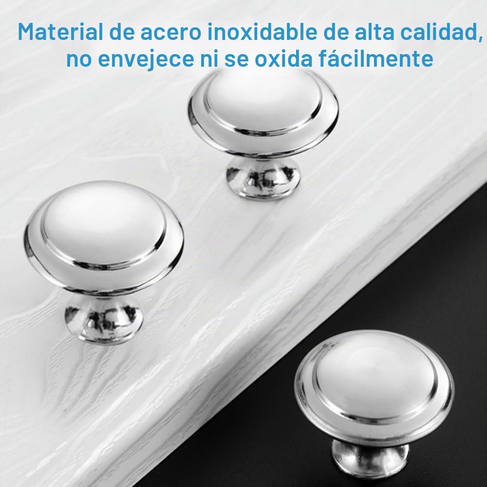 25 Piezas Pomos Armario de Acero Inoxidable, Tiradores de Cocina con | Tornillos, Puxadores para Moveis, Tiradores Muebles Baño, Tiradores Muebles, Tirador Armario para Armarios, Puertas, Cajones