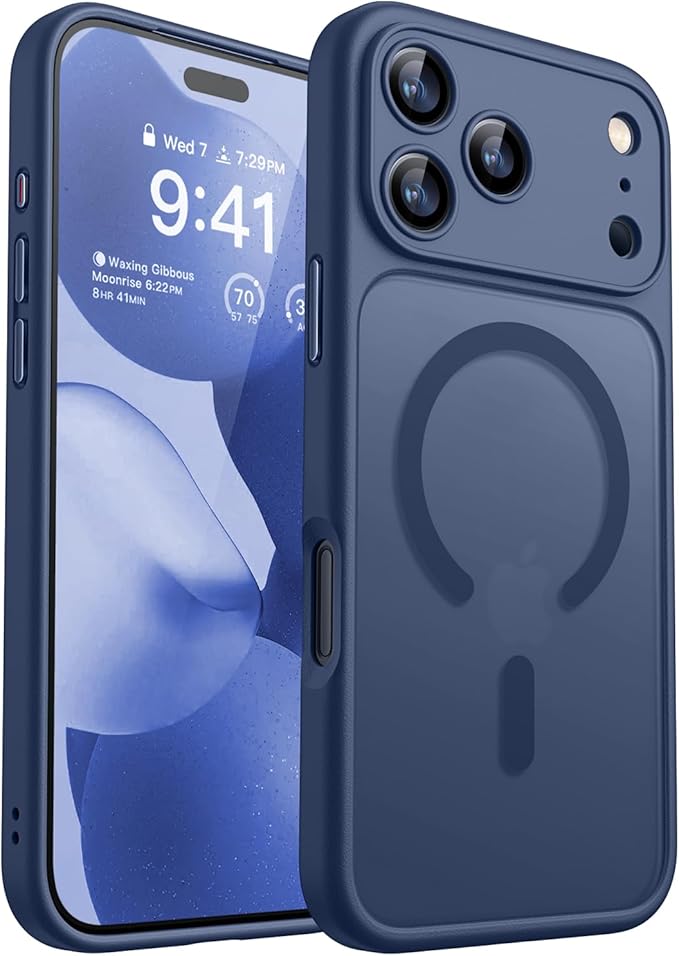 CANSHN Funda magnética compatible con iPhone 17 Pro Max, mejorada [protección completa de la cámara] [compatible con Magsafe] [mate translúcido] Funda protectora a prueba de golpes