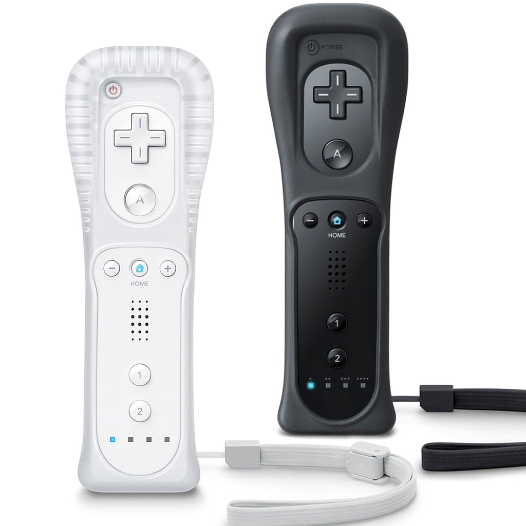 Mando a distancia TIANHOO para Wii y Wii U, con funda de silicona y correa para la muñeca, paquete de 2 (blanco y negro)