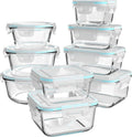 AILTEC Glass Food Storage Containers with Lids, [18 Piece] Glass Meal Prep Containers, Containers for Food Storage with Lids, BPA Free & Leak Proof (9 Lid & 9 Container)